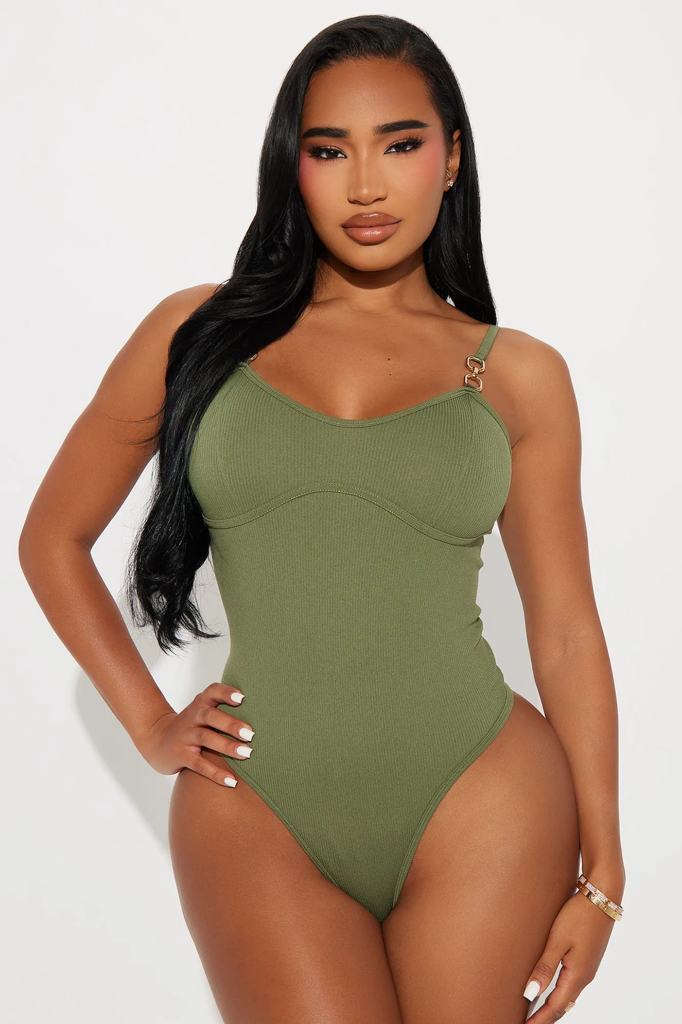 Carmen Seamless Bodysuit - Olive sold by Fashion Nova