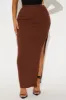 She's A Hugger Ribbed Sculpting Maxi Skirt - Chocolate sold by Fashion Nova