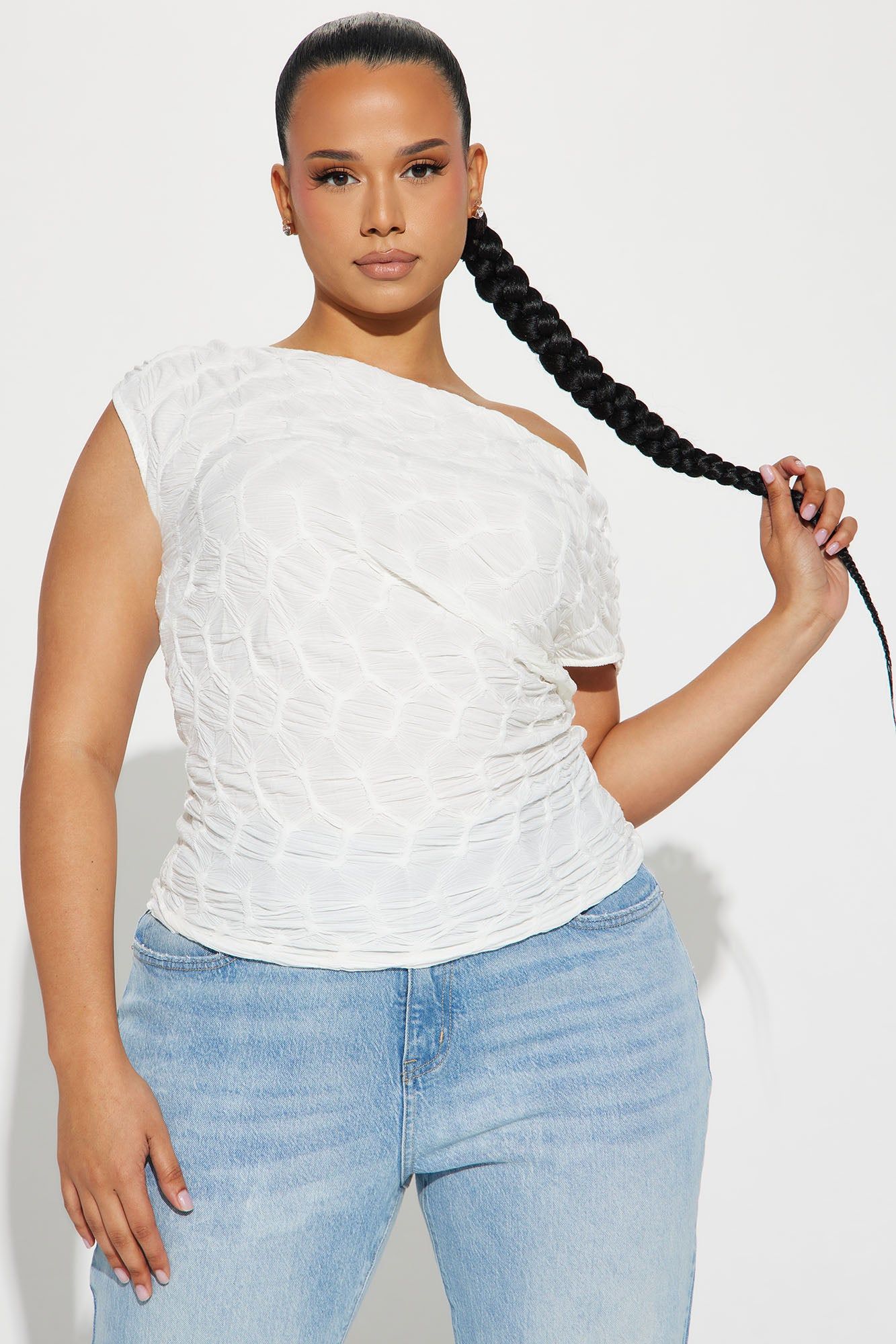 Always On Your Mind One Shoulder Top - White sold by Fashion Nova product image thumbnail 4