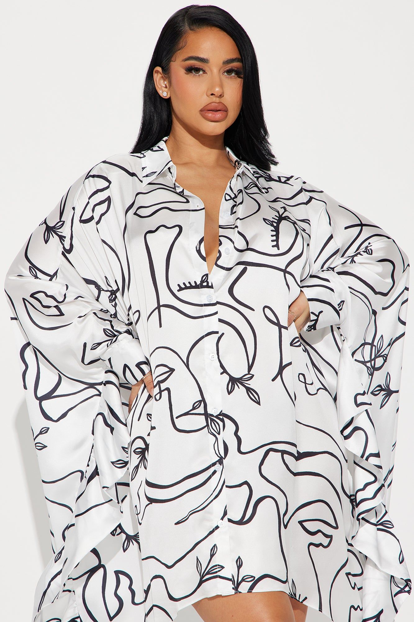 Frida Satin Mini Dress - White/Black sold by Fashion Nova product image thumbnail 2