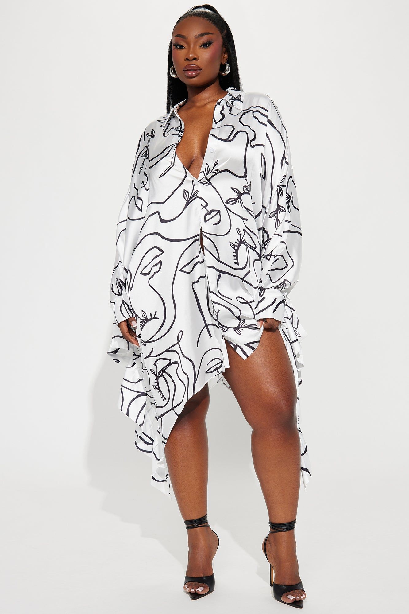 Frida Satin Mini Dress - White/Black sold by Fashion Nova product image thumbnail 4