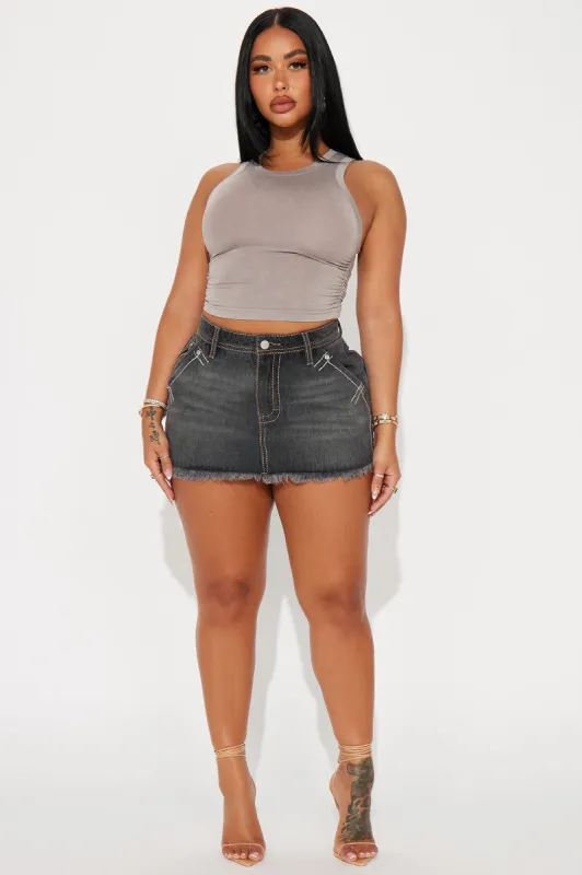 Chasing You Denim Micro Mini Skirt - Grey sold by Fashion Nova