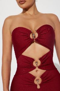 Bec Bandage Midi Dress - Burgundy sold by Fashion Nova