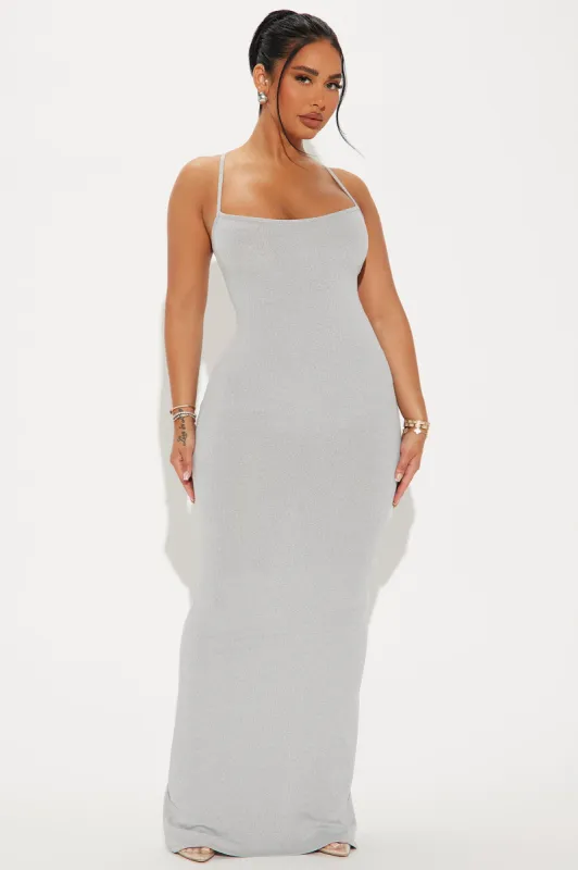 Missing Me Ribbed Maxi Dress - Heather Grey sold by Fashion Nova