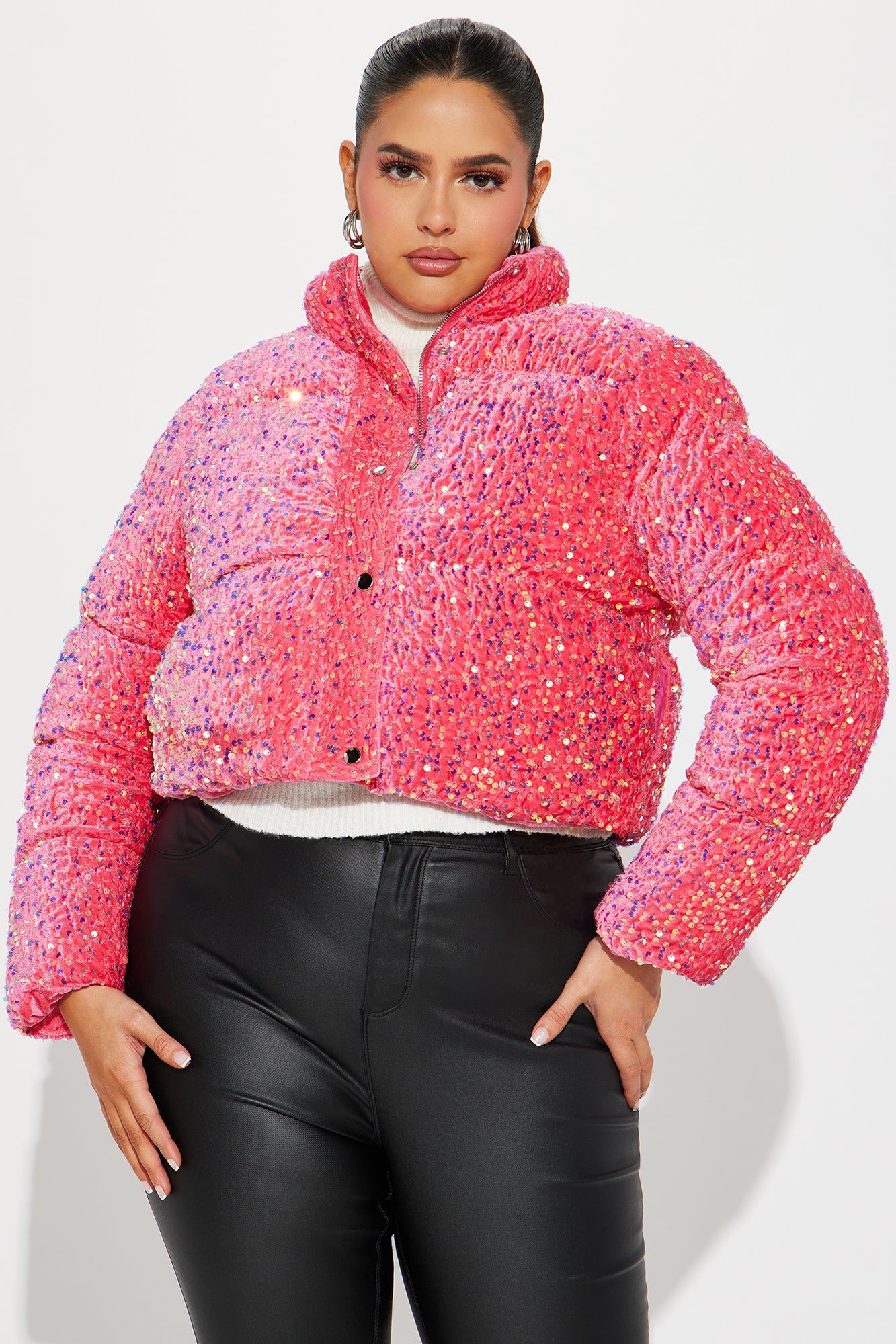 Allure Sequin Puffer Jacket - Pink sold by Fashion Nova product image thumbnail 3