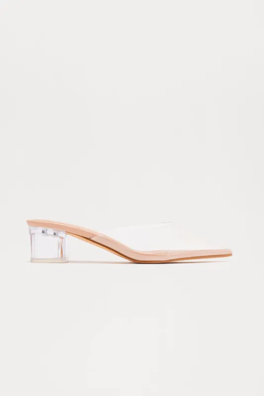 Elsa Clear Low Heel Pump - Nude sold by Fashion Nova