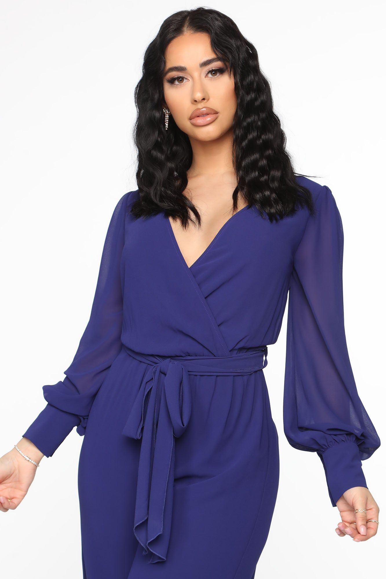 Moonshine Chiffon Jumpsuit - Navy sold by Fashion Nova product image thumbnail 2
