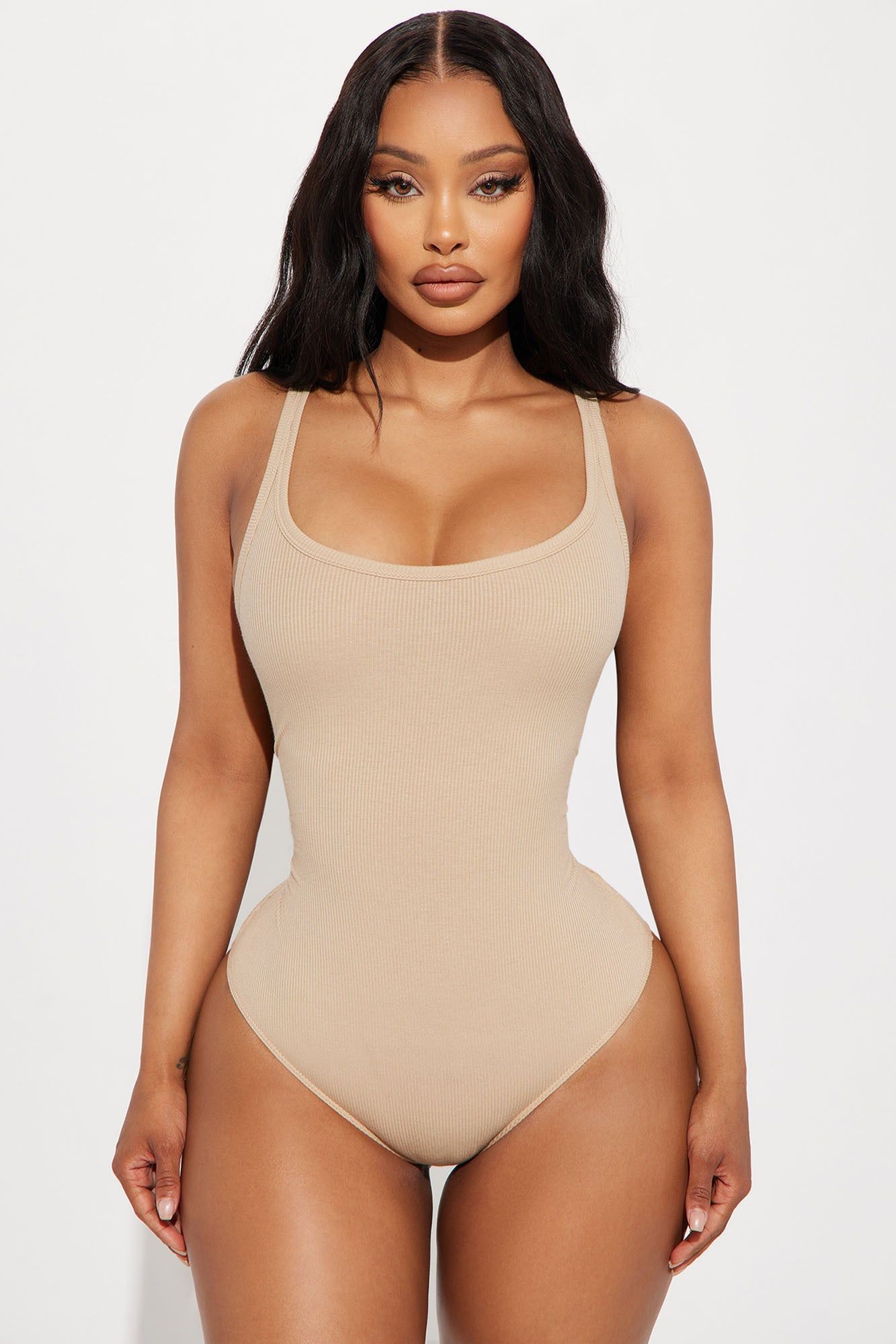 Desiree Scoop Neck Bodysuit - Sand sold by Fashion Nova