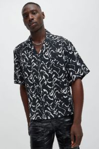 Mark Boxy Shirt - Black/combo sold by Fashion Nova