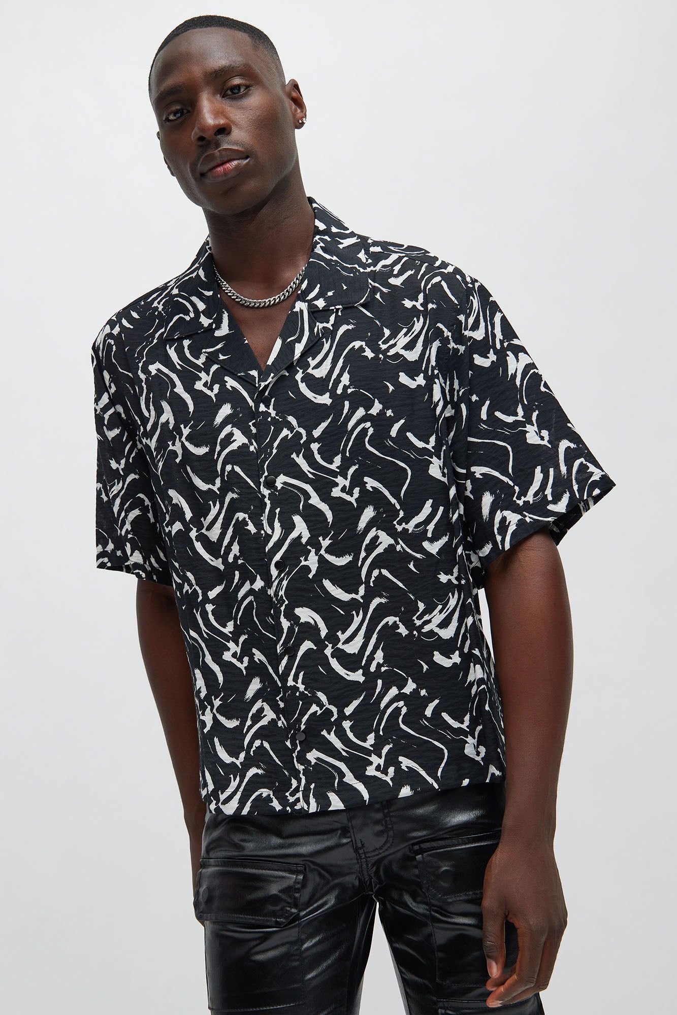 Mark Boxy Shirt - Black/combo sold by Fashion Nova