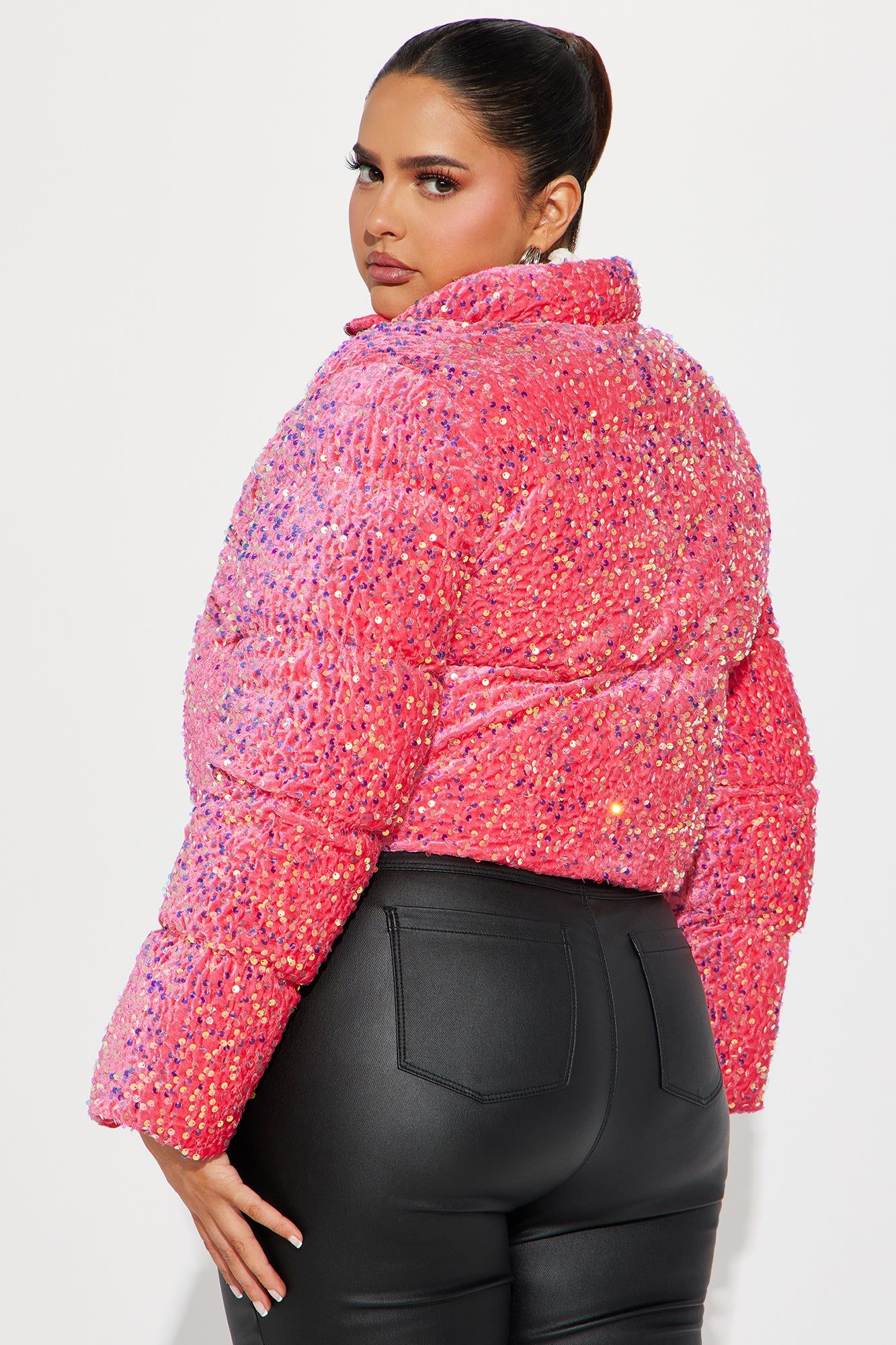 Allure Sequin Puffer Jacket - Pink sold by Fashion Nova product image thumbnail 4