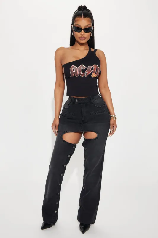 Brandi Button Up Straight Leg Jeans - Black Wash sold by Fashion Nova