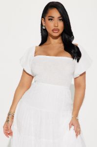 Georgia Ruffle Maxi Dress - White sold by Fashion Nova