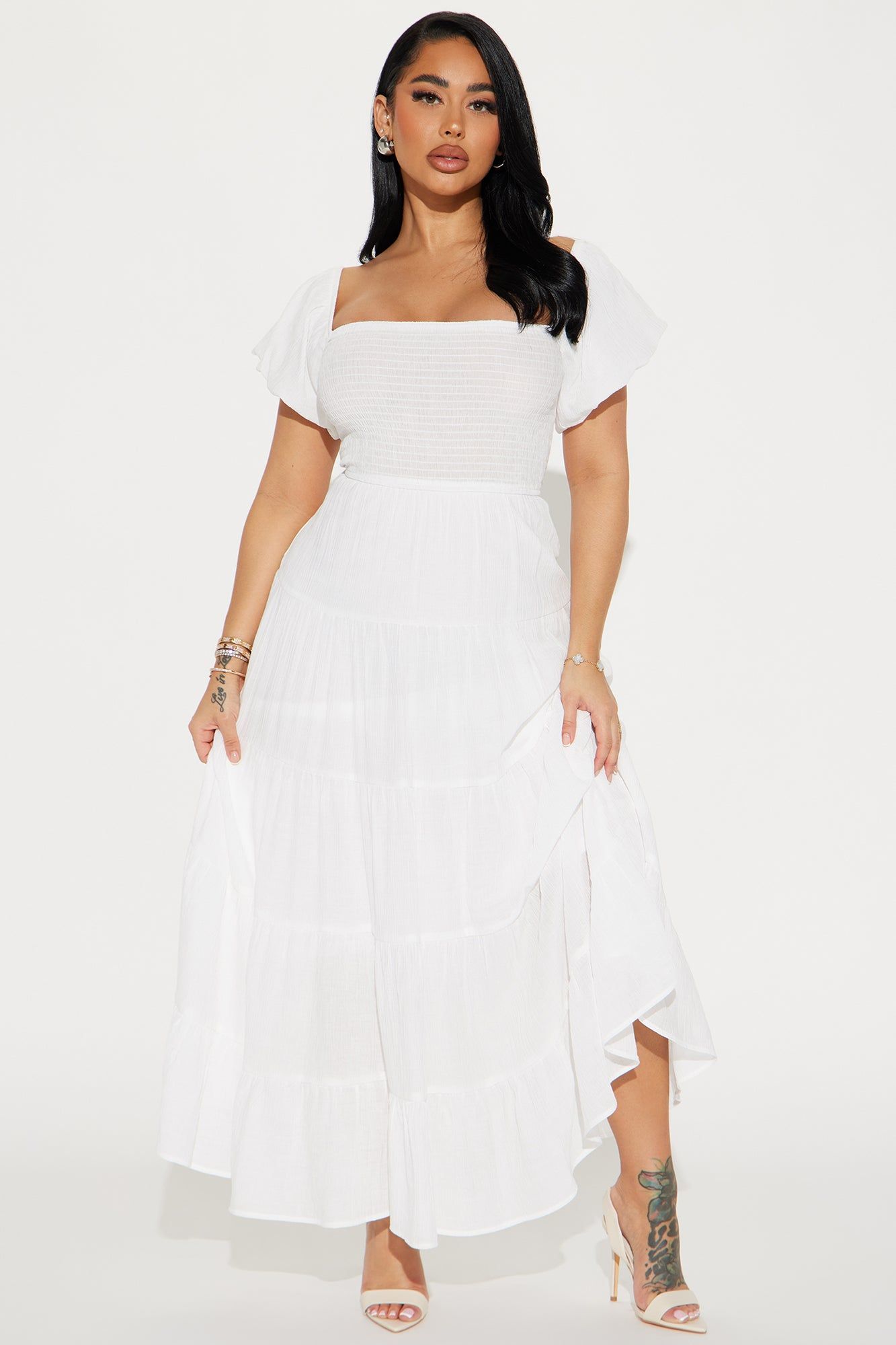 Georgia Ruffle Maxi Dress - White sold by Fashion Nova