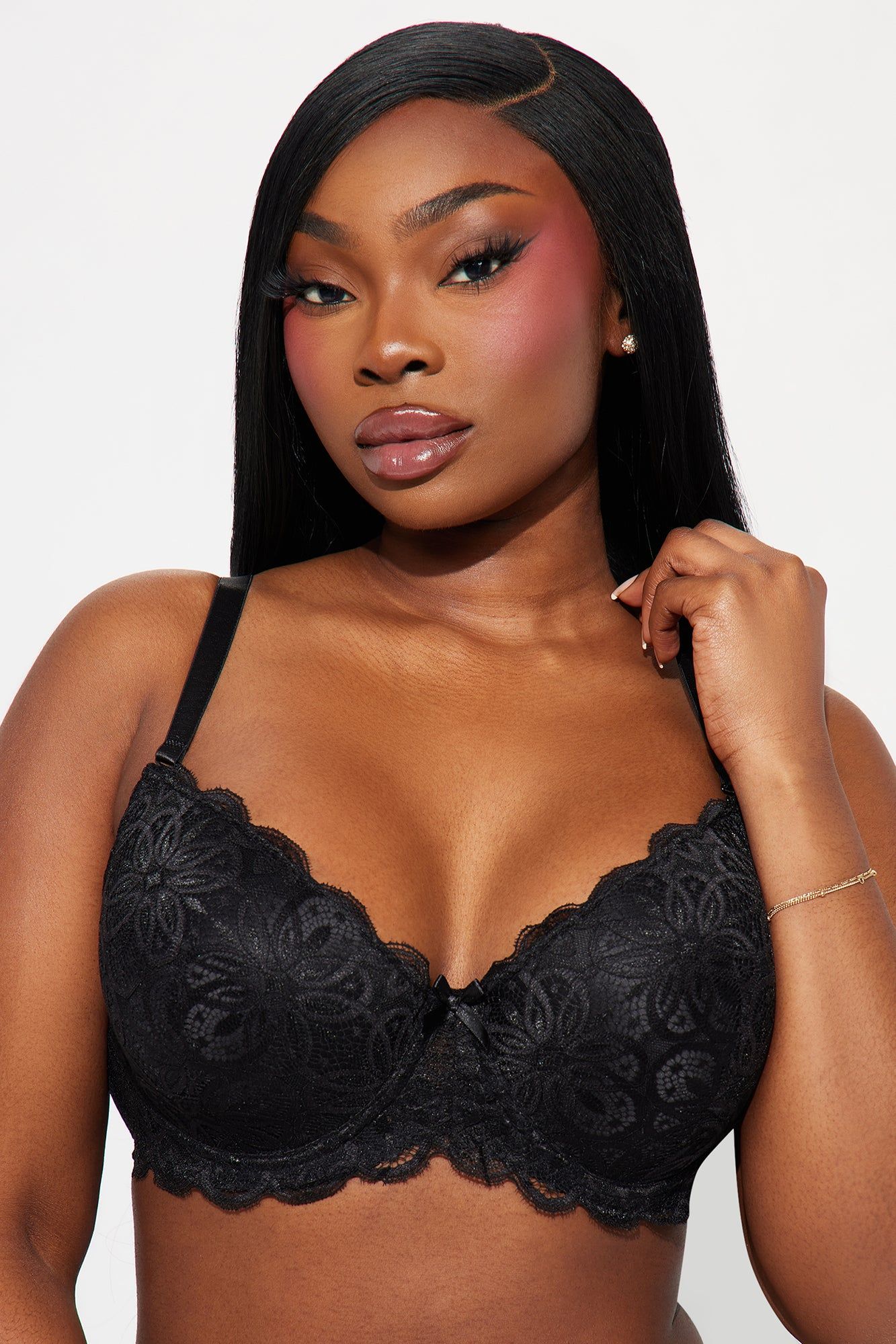 Floral Feelings Lace Bra - Black sold by Fashion Nova