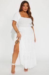 Georgia Ruffle Maxi Dress - White sold by Fashion Nova