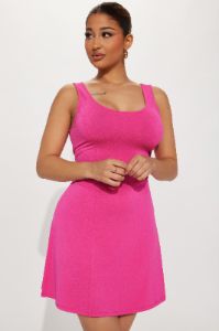 Casual Weekends Flared Mini dress - Fuchsia sold by Fashion Nova