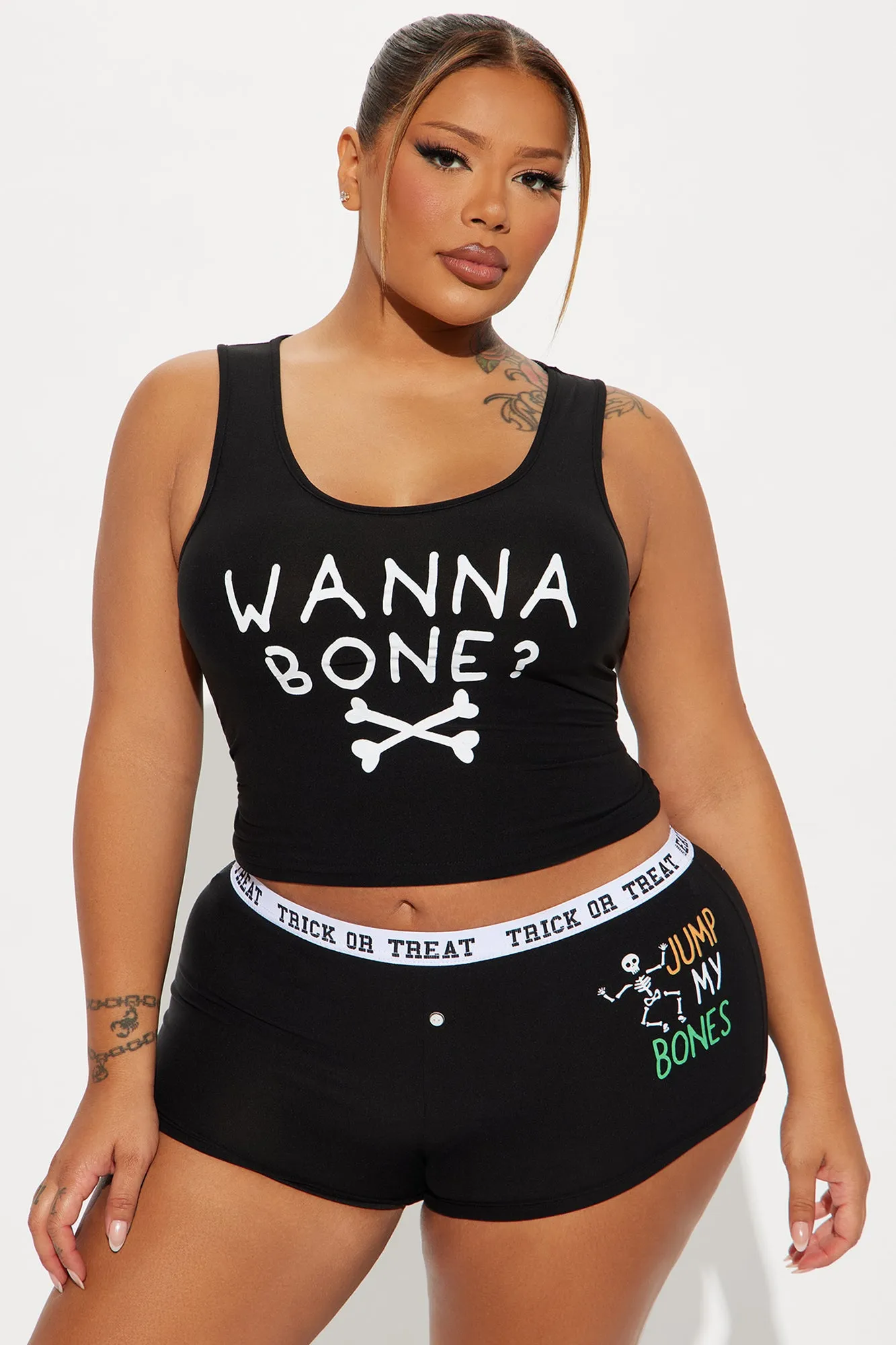 Wanna Bone Halloween PJ Set - Black sold by Fashion Nova product image thumbnail 4