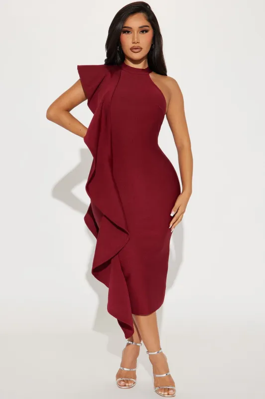 Raylin Bandage Midi Dress - Burgundy sold by Fashion Nova
