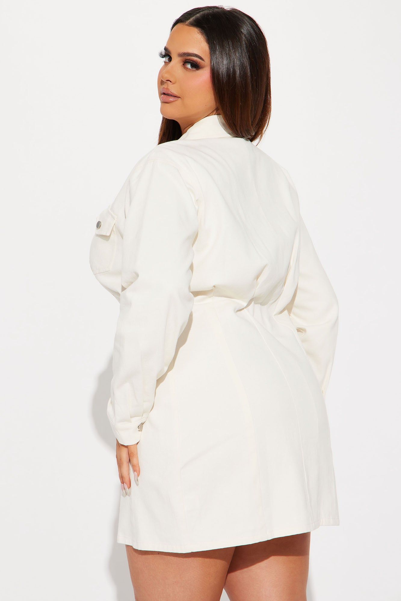 Joanna Button Up Mini Dress - Cream sold by Fashion Nova product image thumbnail 6