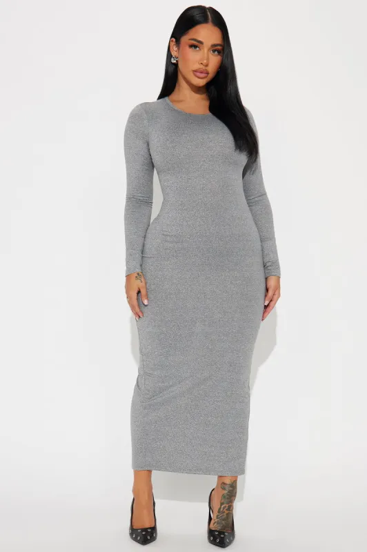 Jeanne Maxi Dress - Heather Grey sold by Fashion Nova