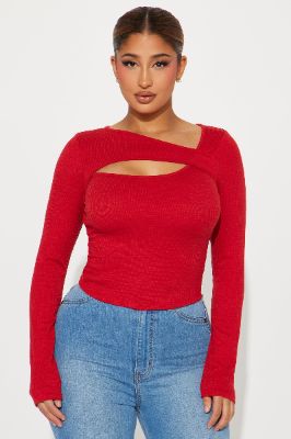 Say It Right Cut Out Top - Red sold by Fashion Nova