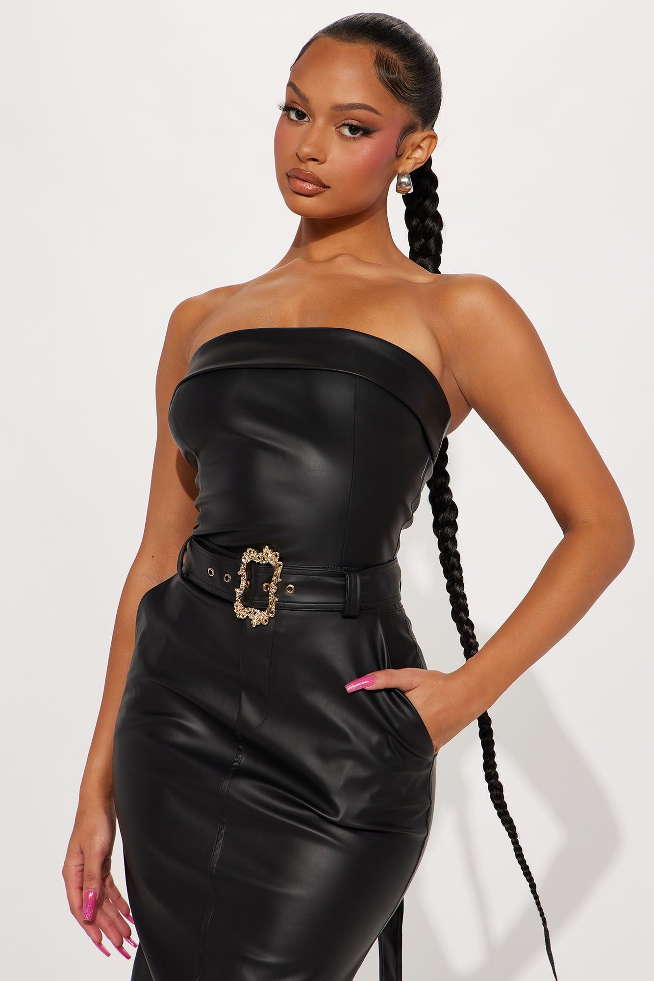 Aria Faux Leather Maxi Dress - Black sold by Fashion Nova product image thumbnail 2