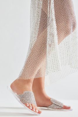 Justyne Embellished Flat Sandals - Clear sold by Fashion Nova