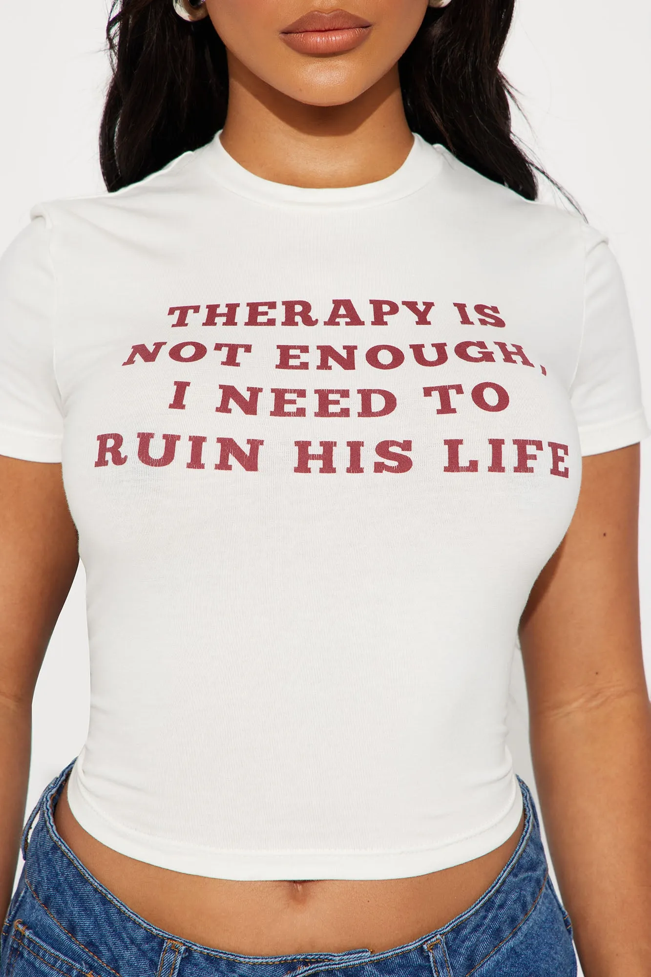 Ruin His Life Crew Neck Tee - Ivory sold by Fashion Nova product image thumbnail 3