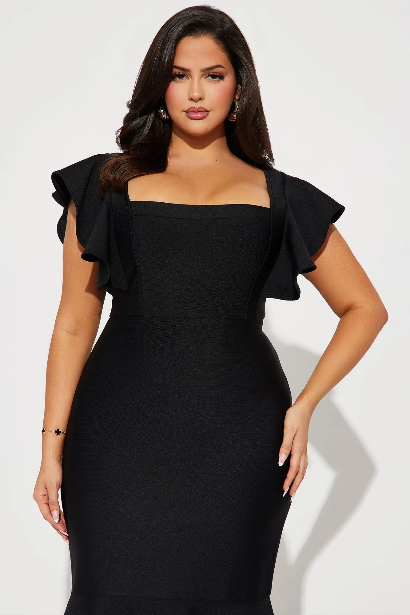 Elyse Bandage Midi Dress - Black | Parallel