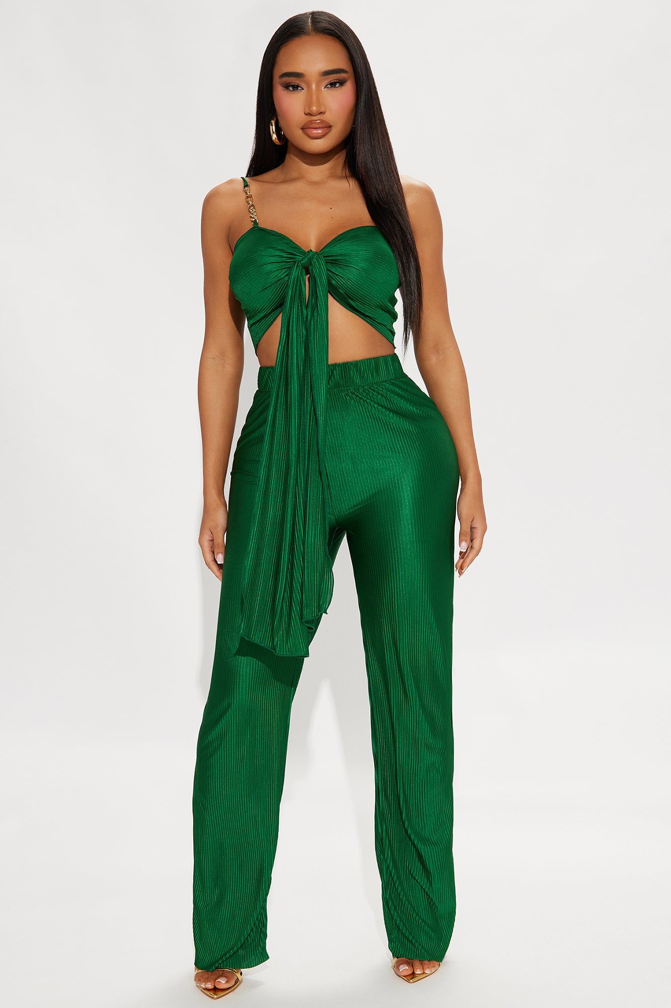 Royal Fantasies Plisse Pant Set - Hunter sold by Fashion Nova