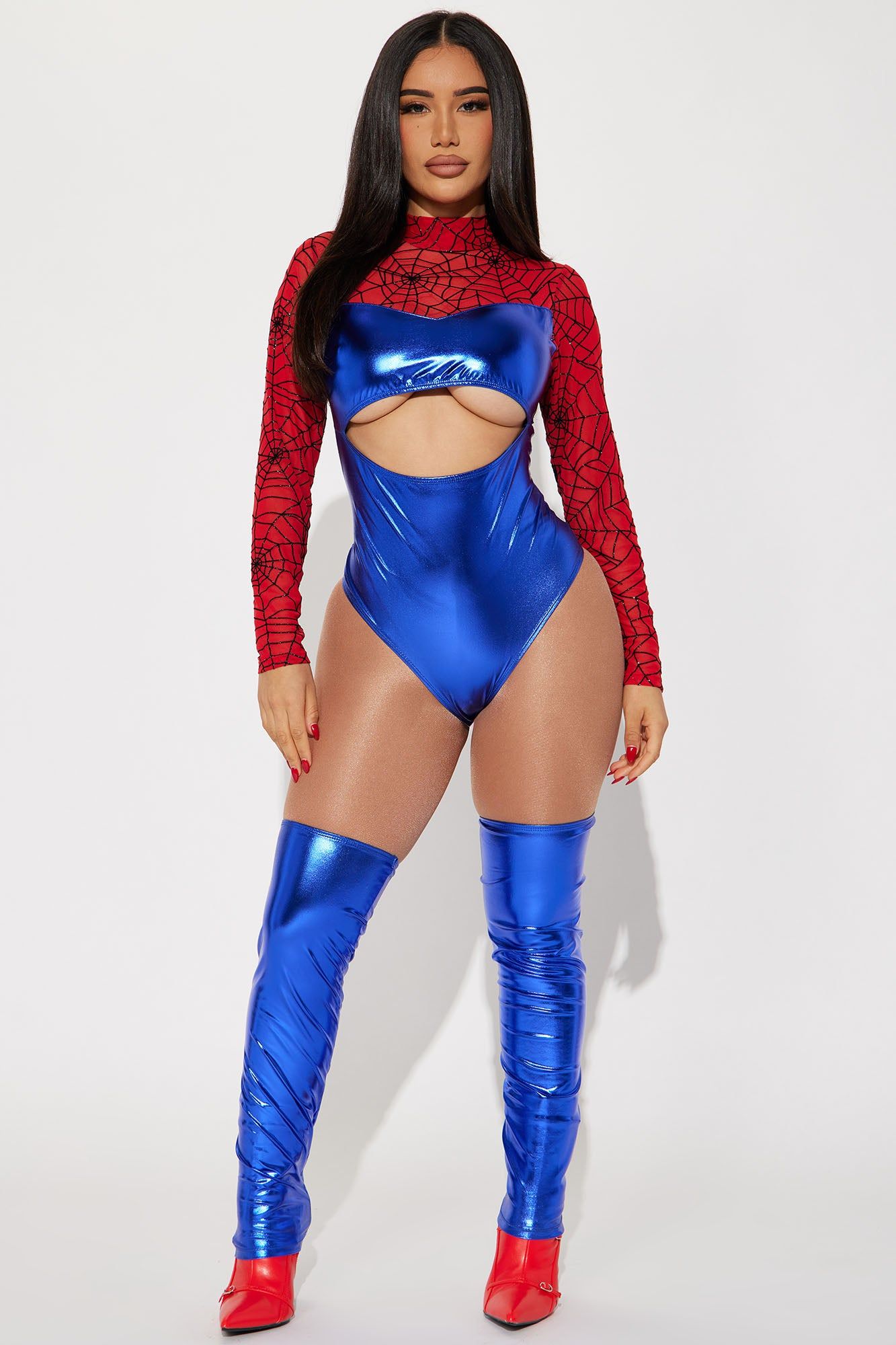 Spidey Hero Babe 2 Piece Costume Set - Blue/combo sold by Fashion Nova