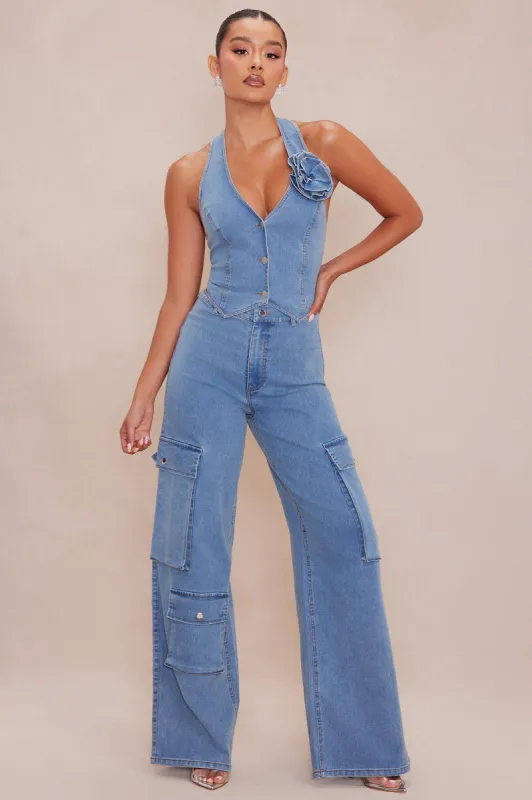 Ali Denim Pant Set - Medium Wash sold by Fashion Nova
