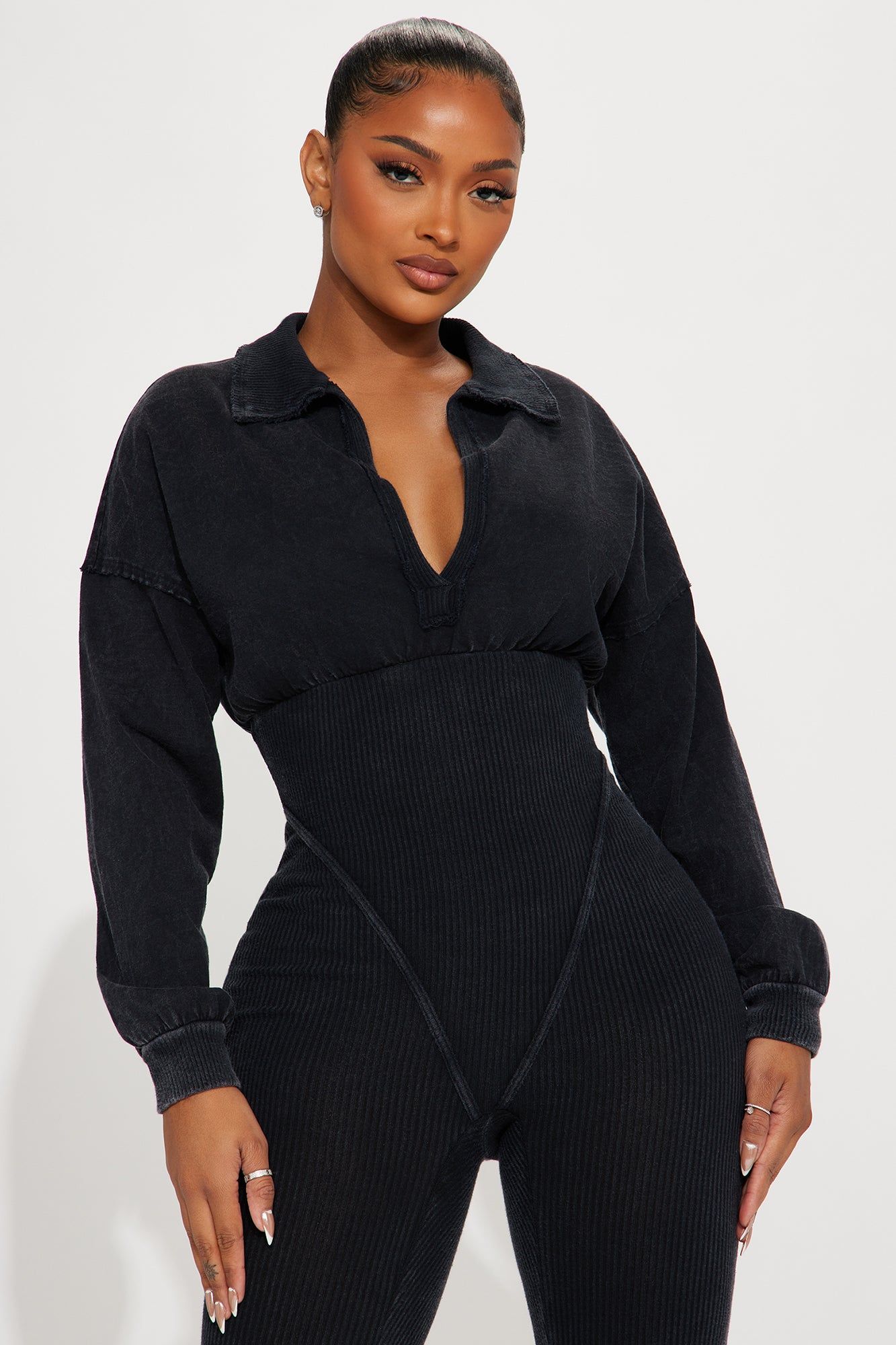 In Transit Ribbed Jumpsuit - Charcoal sold by Fashion Nova product image thumbnail 2