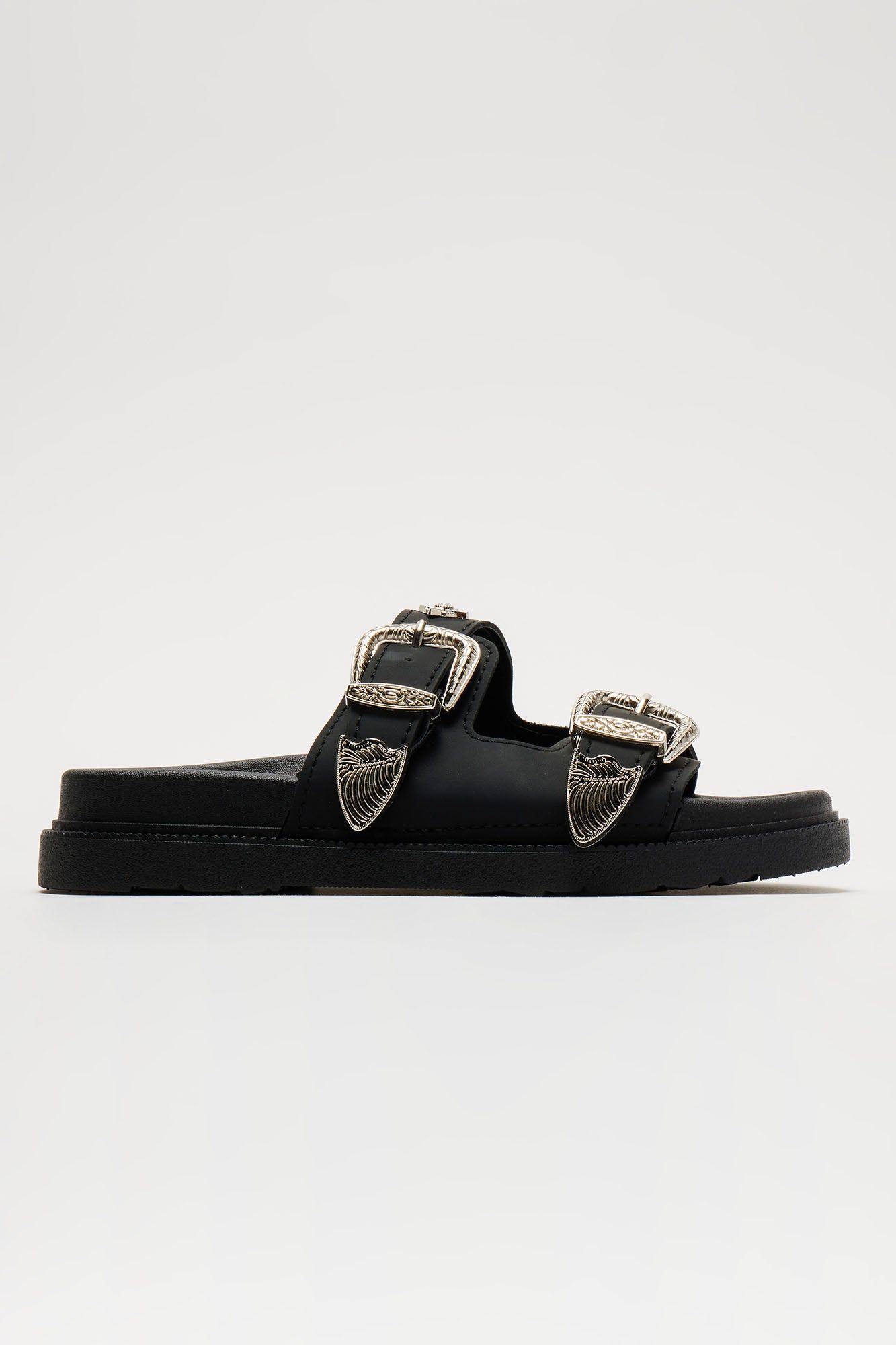 Talk About That Buckle Flat Sandals - Black sold by Fashion Nova product image thumbnail 3
