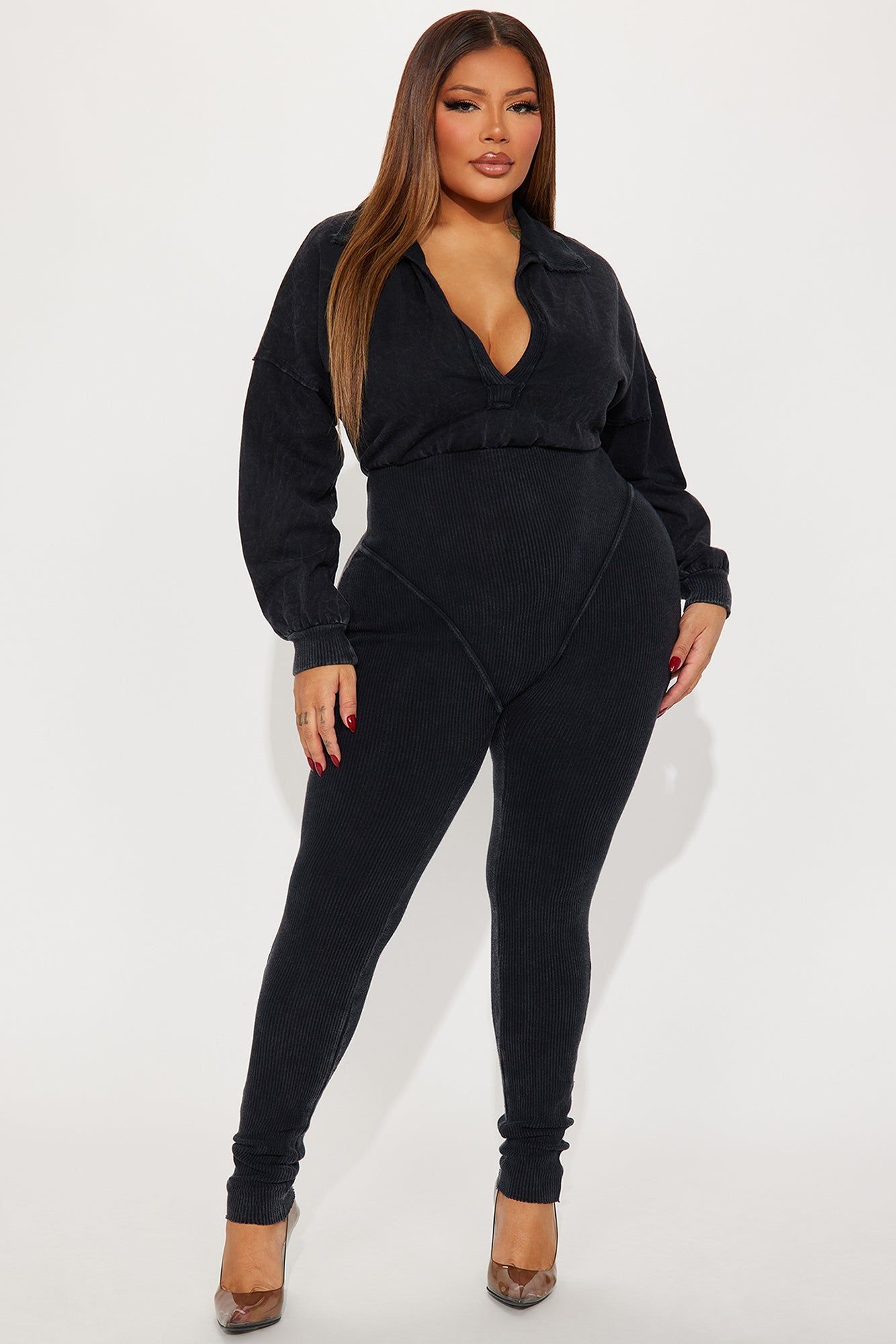 In Transit Ribbed Jumpsuit - Charcoal sold by Fashion Nova product image thumbnail 4