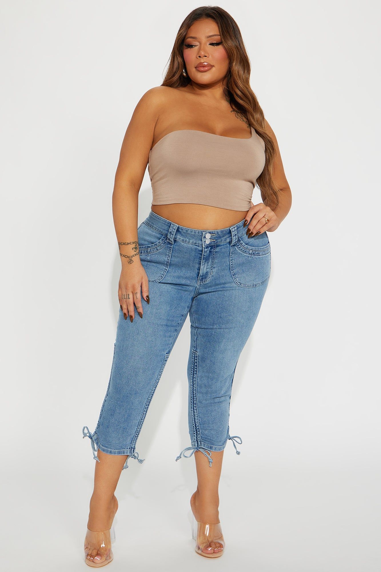 Selena One Shoulder Crop Top - Nude sold by Fashion Nova product image thumbnail 5