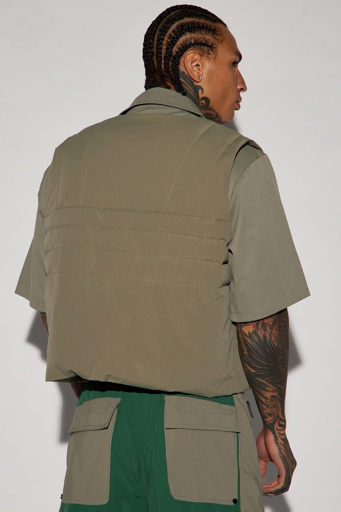 Avalon Ripstop Cropped Tactical Padded Vest - Olive sold by Fashion Nova product image thumbnail 3
