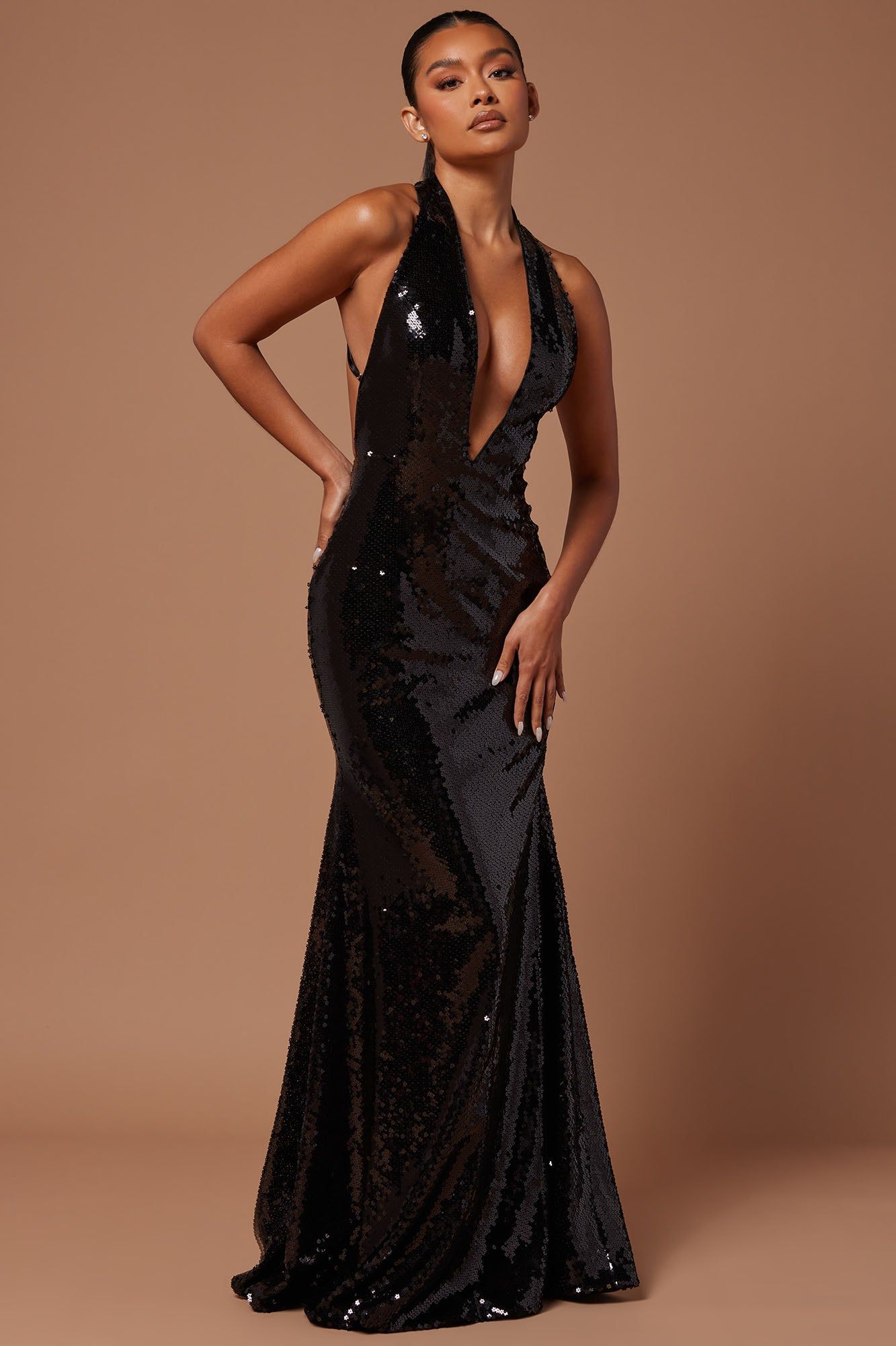 Ginna Sequin Gown - Black sold by Fashion Nova