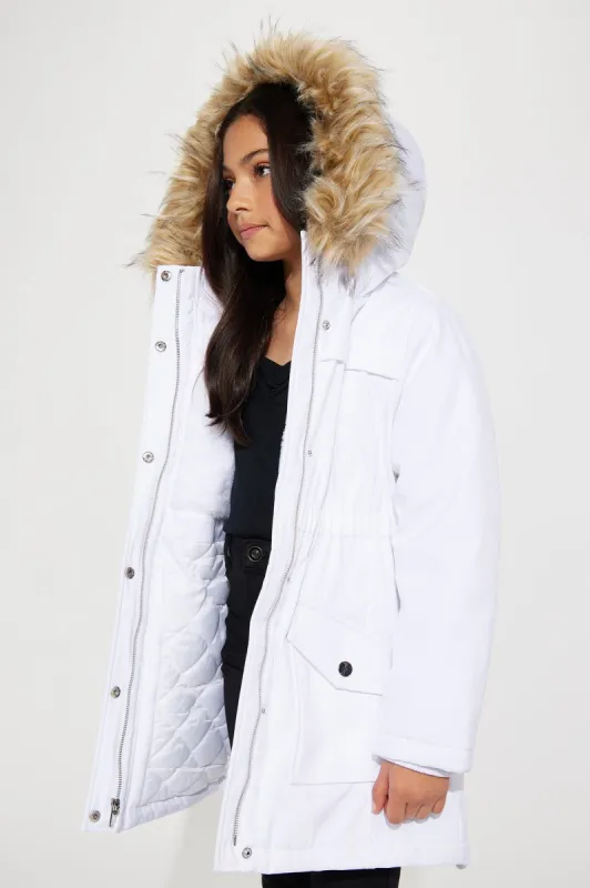 Mini Cozy Inside Puffer Jacket - White sold by Fashion Nova