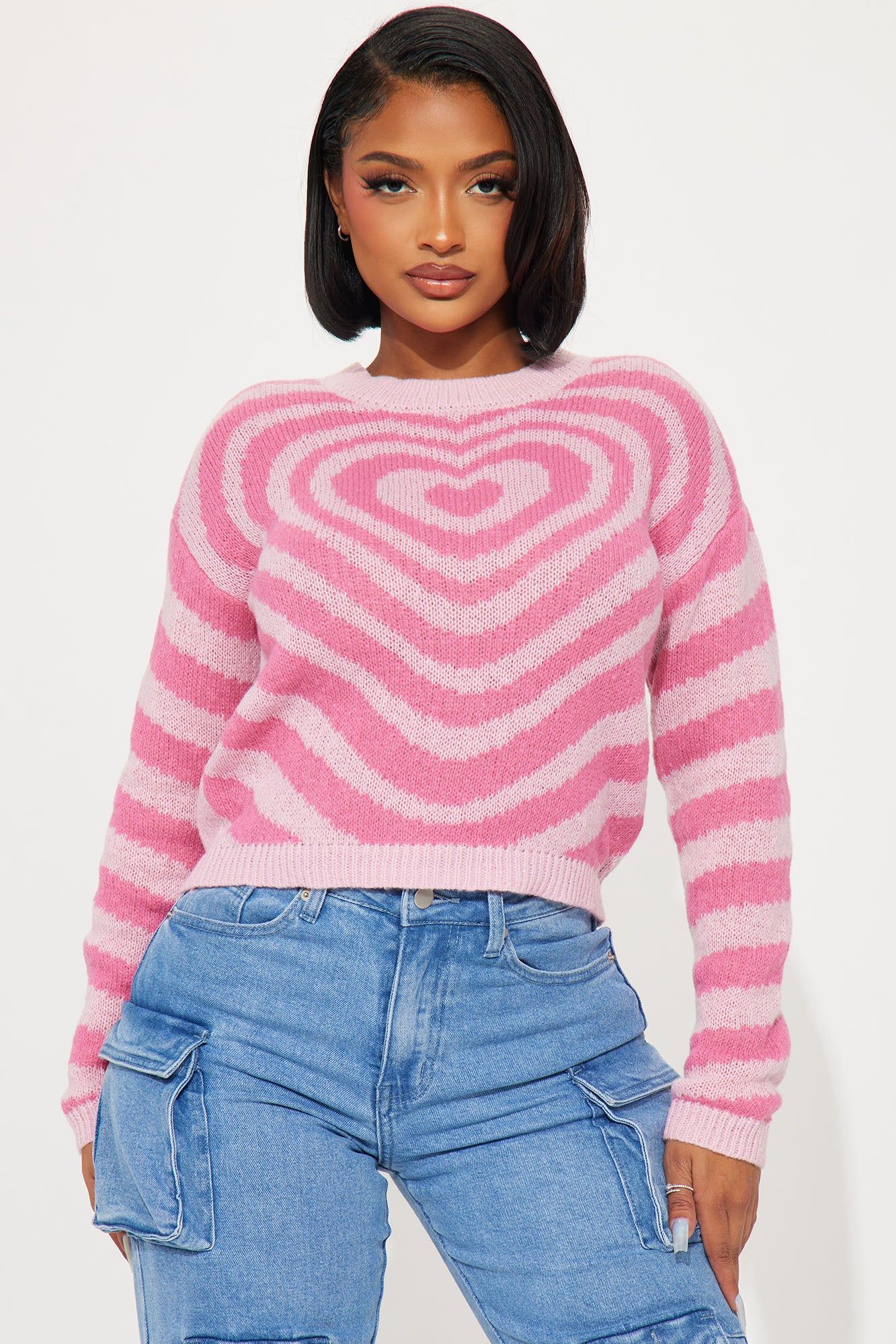 Hypnotized By Love Sweater - Pink/combo sold by Fashion Nova