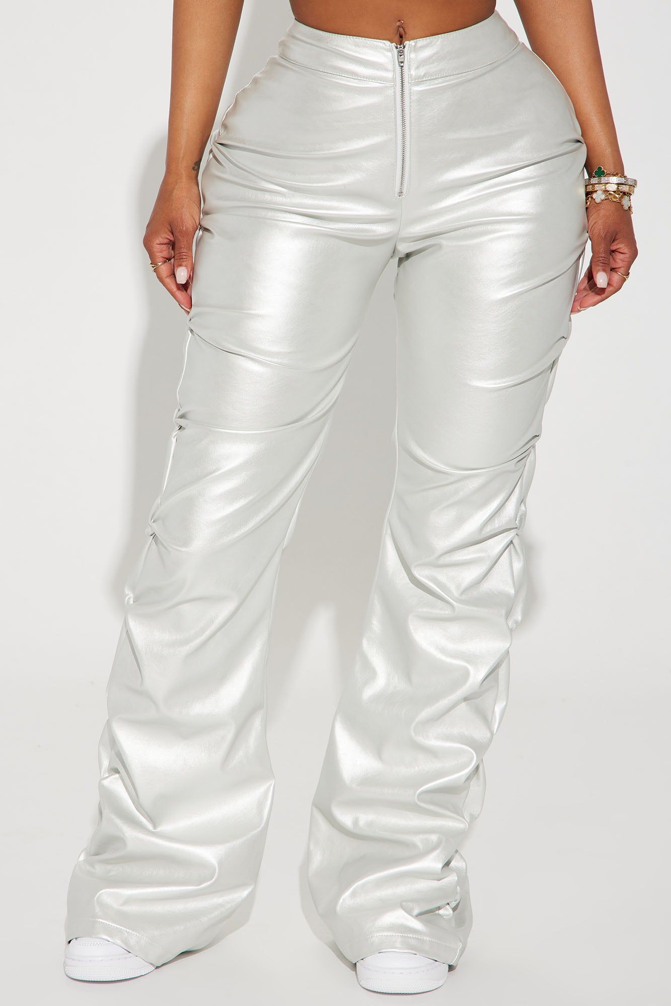 Make It Hot Faux Leather Stacked Pant - Silver sold by Fashion Nova product image thumbnail 2