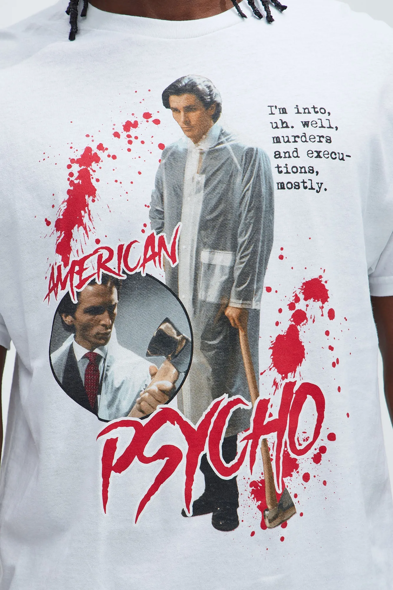 American Psycho Splatter Short Sleeve Tee - White sold by Fashion Nova product image thumbnail 3