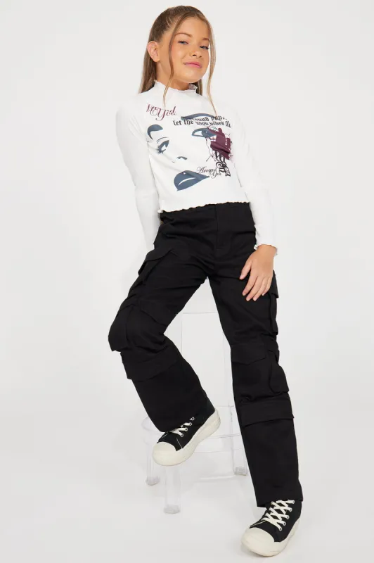 Mini Goody Two-Shoes Cargo Pant - Black sold by Fashion Nova