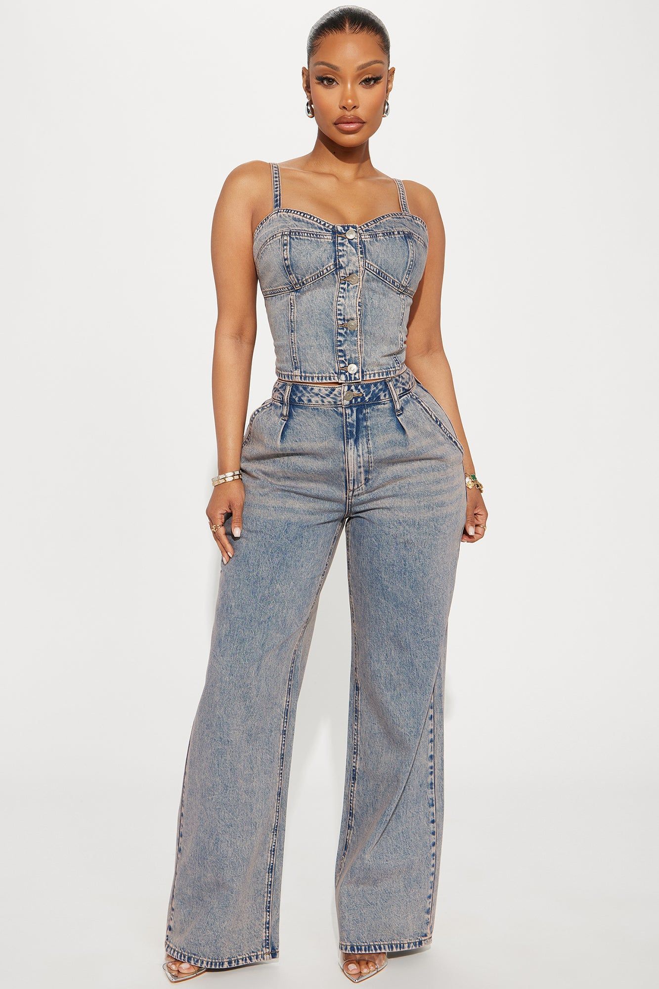 Cassie Denim Pant Set - Vintage Wash sold by Fashion Nova