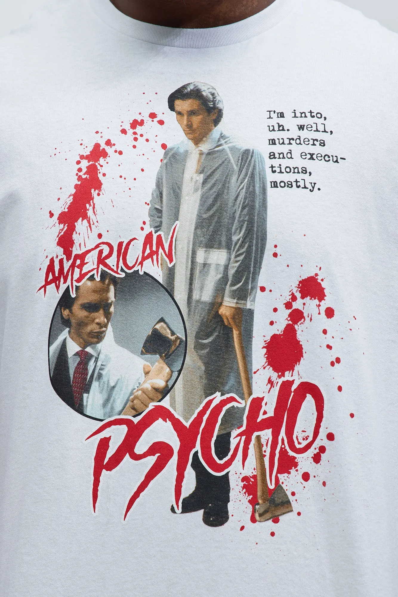 American Psycho Splatter Short Sleeve Tee - White sold by Fashion Nova product image thumbnail 5