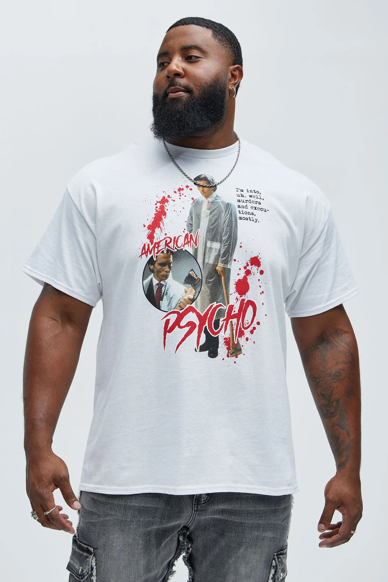 American Psycho Splatter Short Sleeve Tee - White sold by Fashion Nova product image thumbnail 4