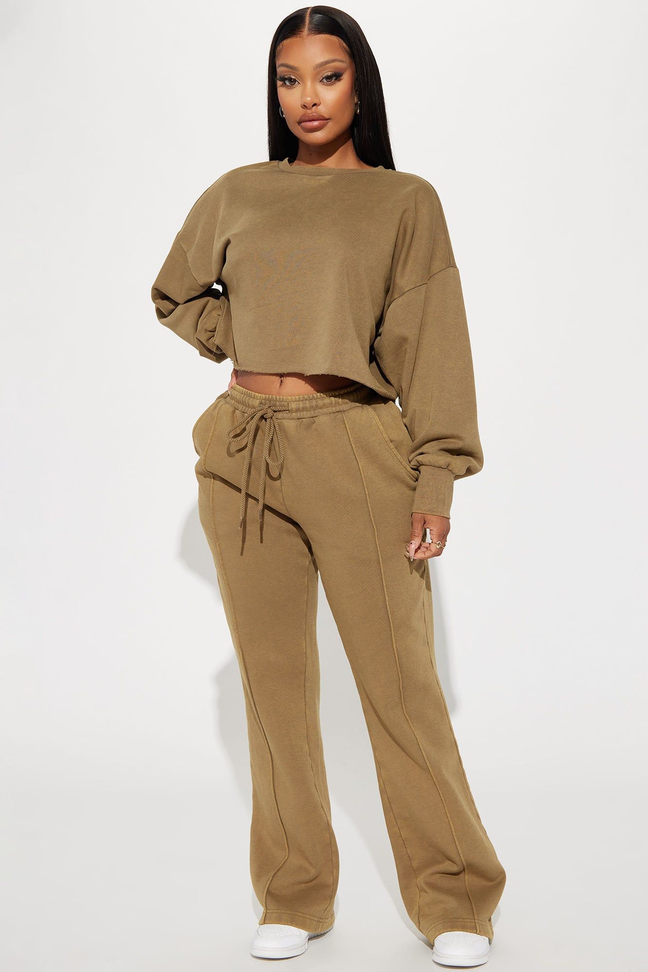 Chill Out Lounge Flare Pant - Olive sold by Fashion Nova