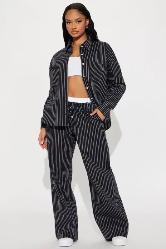 Efina Striped Boxer Pant Set - Black sold by Fashion Nova