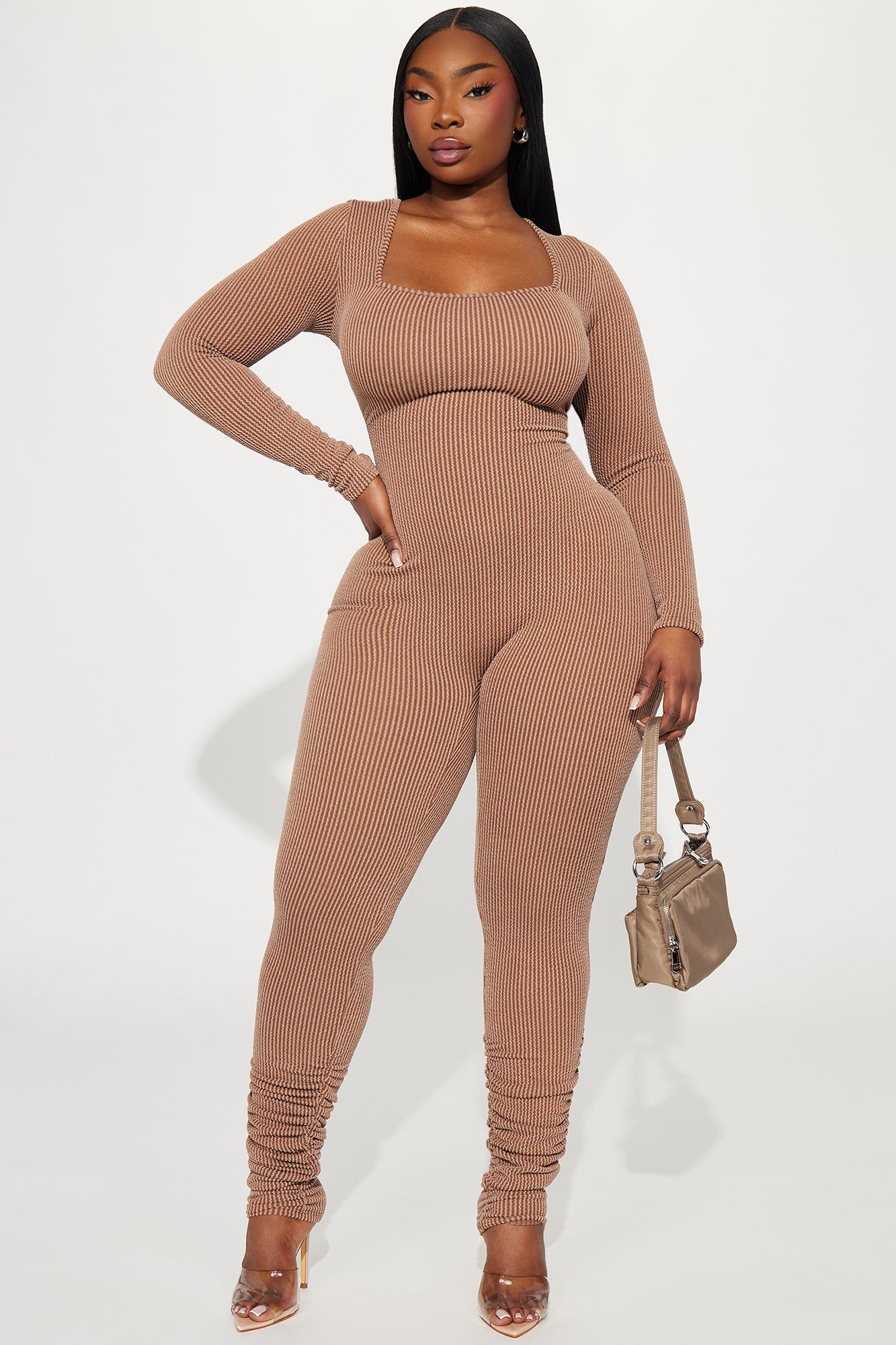 All That Cool Ribbed Jumpsuit - Chocolate sold by Fashion Nova product image thumbnail 4